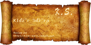 Klár Sára névjegykártya