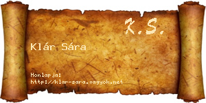 Klár Sára névjegykártya